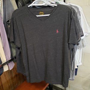 Polo by Ralph Lauren ~ V Neck Short Sleeve Shirt ~ Deep Gray L